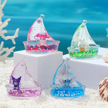 创意流体帆船漂流瓶桌面装饰玩具小摆件入油解压礼品液体油滴沙漏