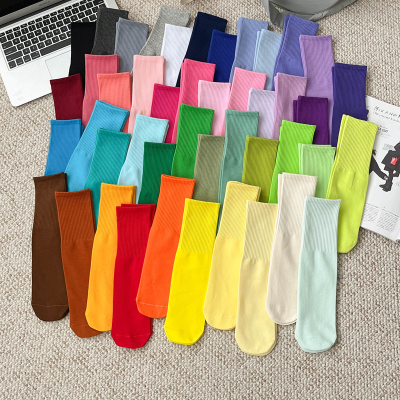 Children's Straight Socks Without Heels, Colorfulful Socks, Candy-Colored Dance Socks, Girls and Boys Performance Socks, Student Cotton Socks