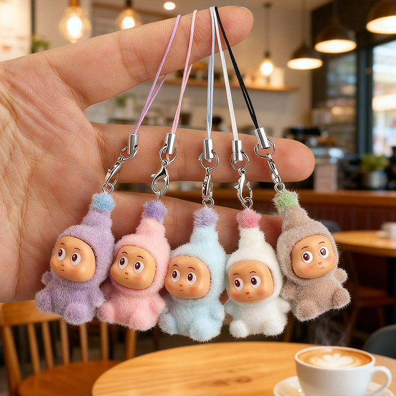 Cartoon Cute Resin Flocking Three-Dimensional Star Man Mobile Phone Chain Bag Pendant Key Chain Pendant Jewelry Gift