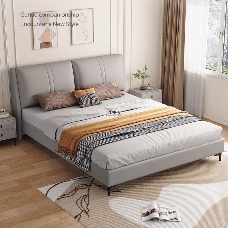 Solid Wood Bed, Modern and Simple, 1.8m Double Beds with Soft Upholstery for Master Bedroom, 1.5m Economical Single Beds for Rental Use Solid Wood Bed, Modern and Simple, 1.8m Double Beds with Soft Upholstery for Master Bedroom, 1.5m Economical Single Beds for Rental Use