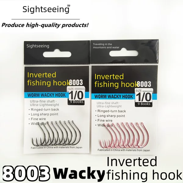Traveling Water Road Asian Hook WACKY Soft Insect Hook Inverted Hook White Strip Mandarin Fish Loach Hook 8003 Inverted Hook