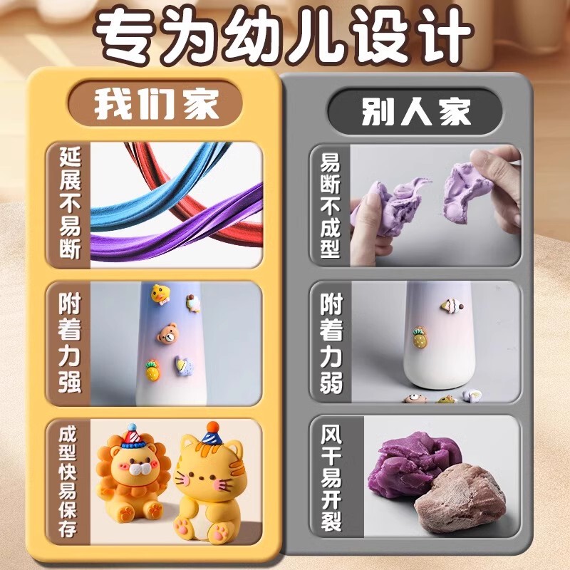 得力超轻粘土补充装安全无毒12色橡皮泥彩泥幼儿园黏土手工玩具|undefined
