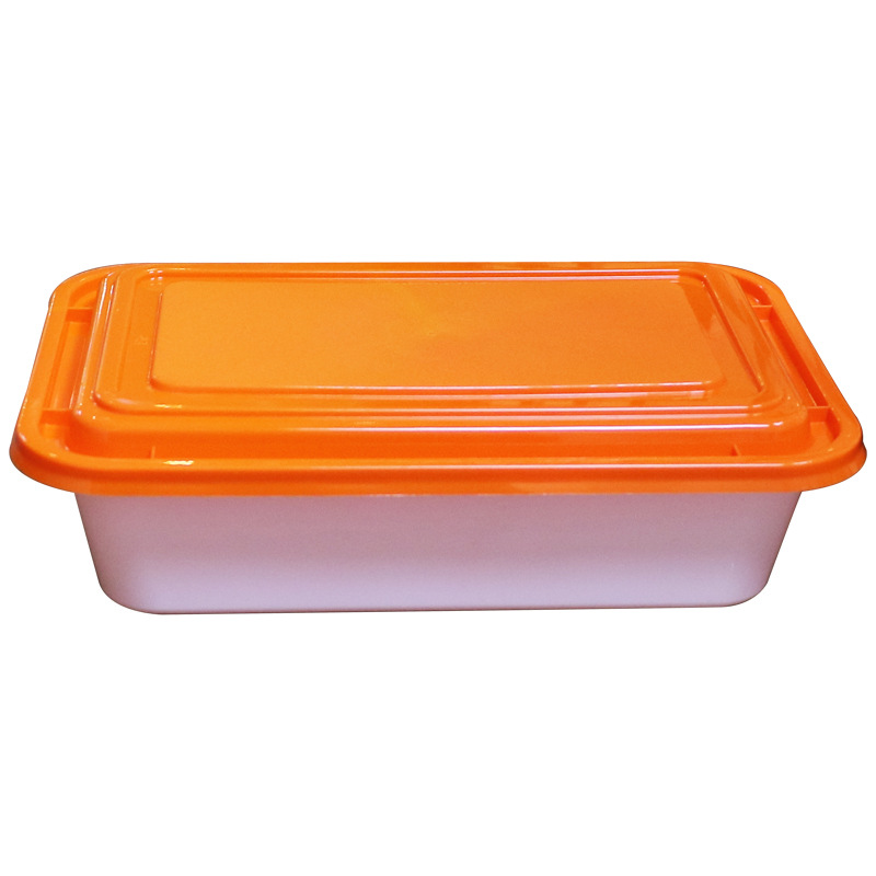 Caja de almuerzo desechable Caja cuadrada de estilo chino Caja de almuerzo rectangular de 600ml Caja de cera de PP de plástico de alta calidad Caja de comida ligera