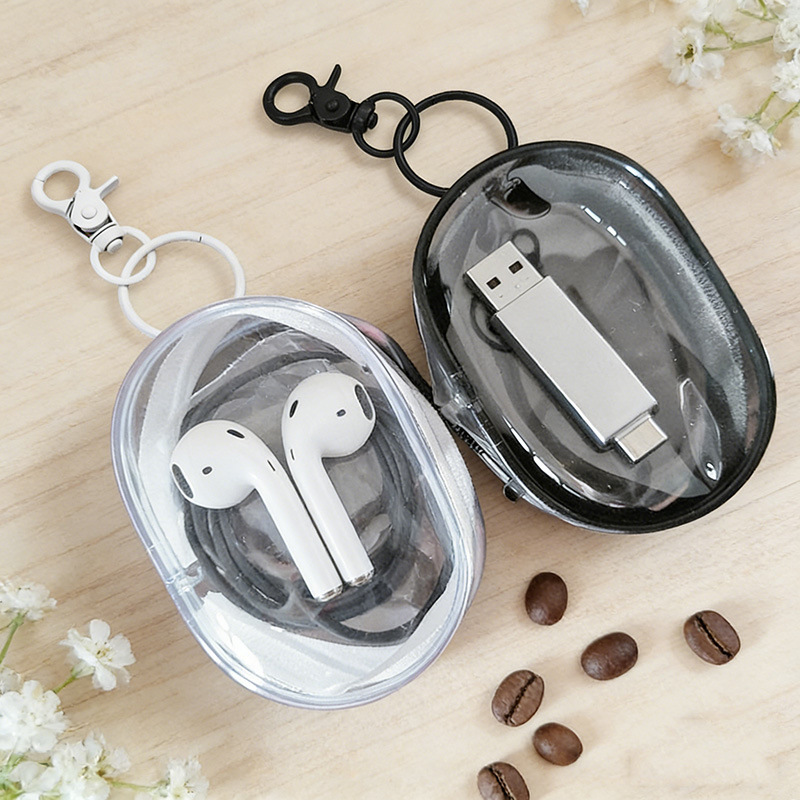 Data Cable Charger Storage Bag Protective Cover Transparent Portable Storage Bag Outing Headphone Bag Charging Cable Storage Box