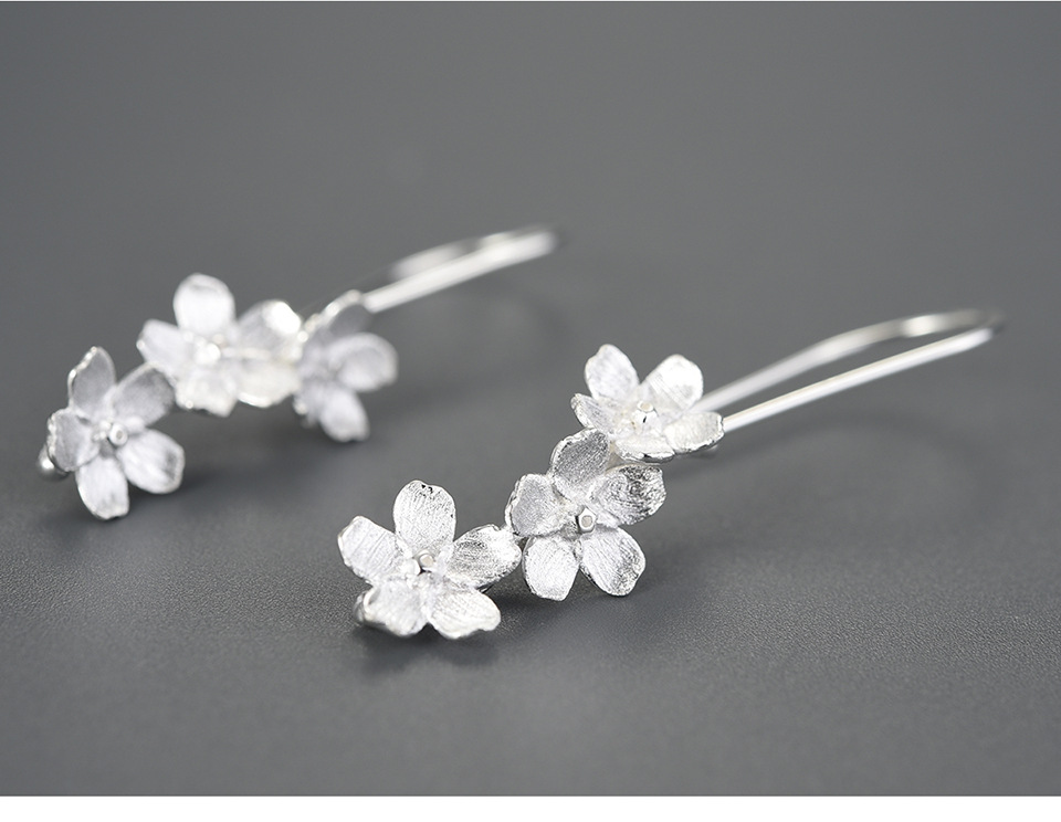 Flower Pattern Women'S Gender Simple Style Style 1 Pair 925 Sterling Silver Flower Drop Earrings