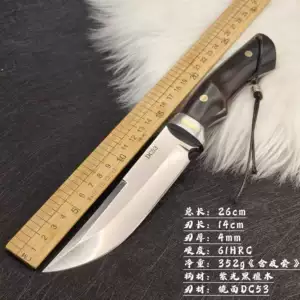 Outdoor straight knife DC53 high hardness sharp fruit knife camping multifunctional portable mirror hidden knife knife wholesale