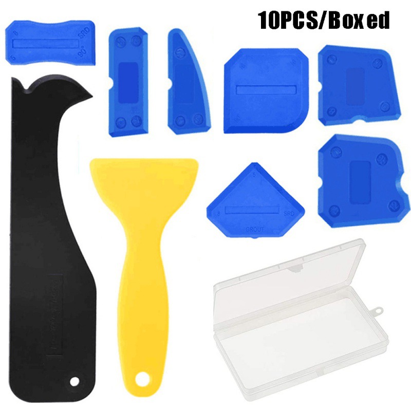 跨境10件套盒装密封胶工具硅胶填缝套件塑料刮板密封剂去除工具