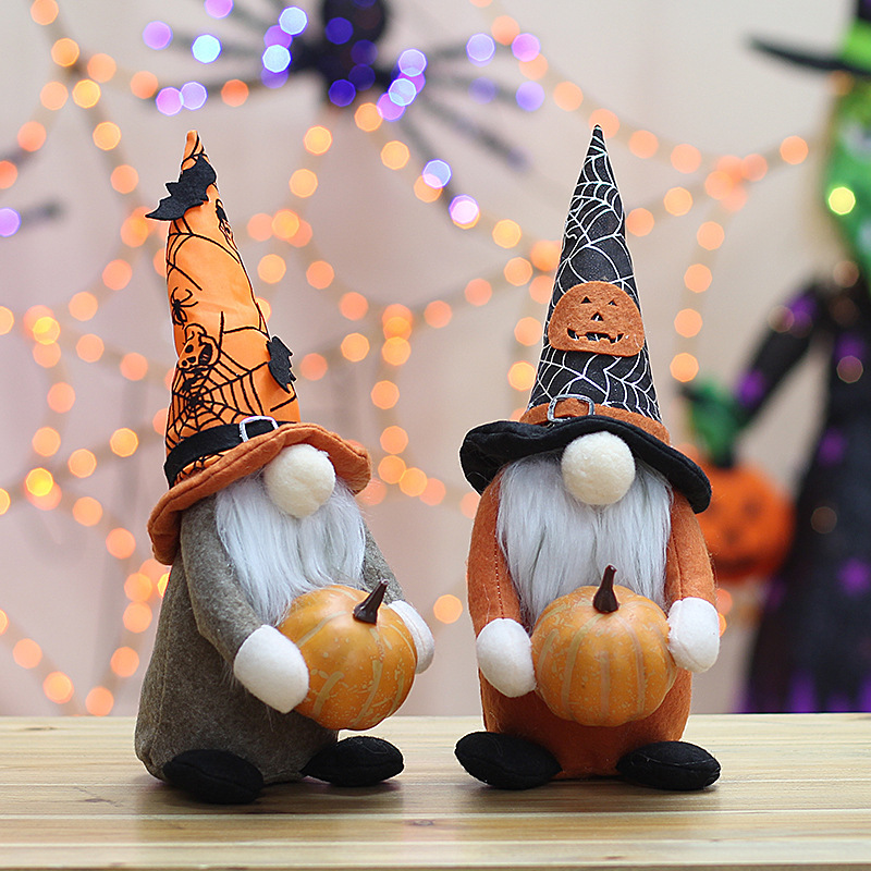 ハロウィーン装飾用品布芸小人公仔カボチャコウモリ装飾ルドルフ無顔人形地精置物|undefined