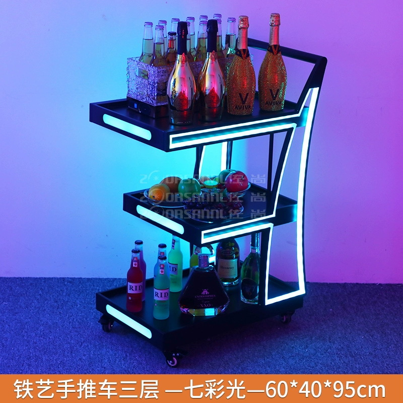 Bar ktv carro de vino luminoso carro de pastel de cumpleaños carro de comida de vino de noche LED carro de vino