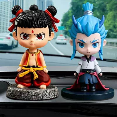 Car ornaments, Car Dashboard Interior Decoration - combination-model-nezha-standing-model-donghai-ao-bing-standing-model