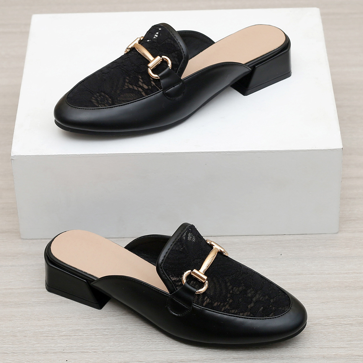 Az új 2023-as női félig csúszásmentes, középsarkú, lezser, divatos Baotou vastag sarkú Muller félcipő, külkereskedelem, nagykereskedelem_voghion.com