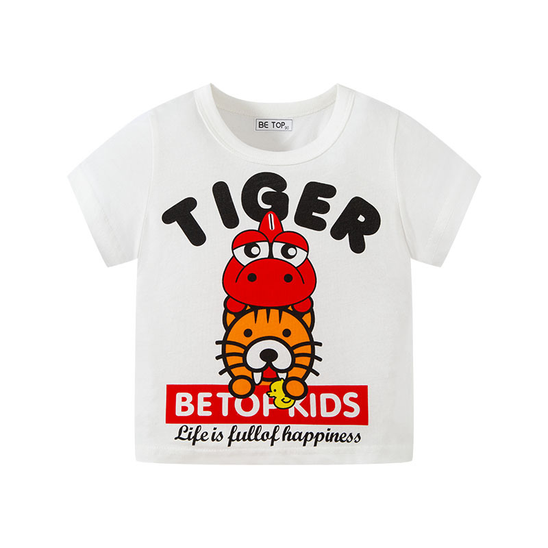 Camiseta para niños de comercio exterior transfronterizo de lote directo de fábrica de ropa para niños 2023 nueva camiseta de bebé impresa de dibujos animados para niños
