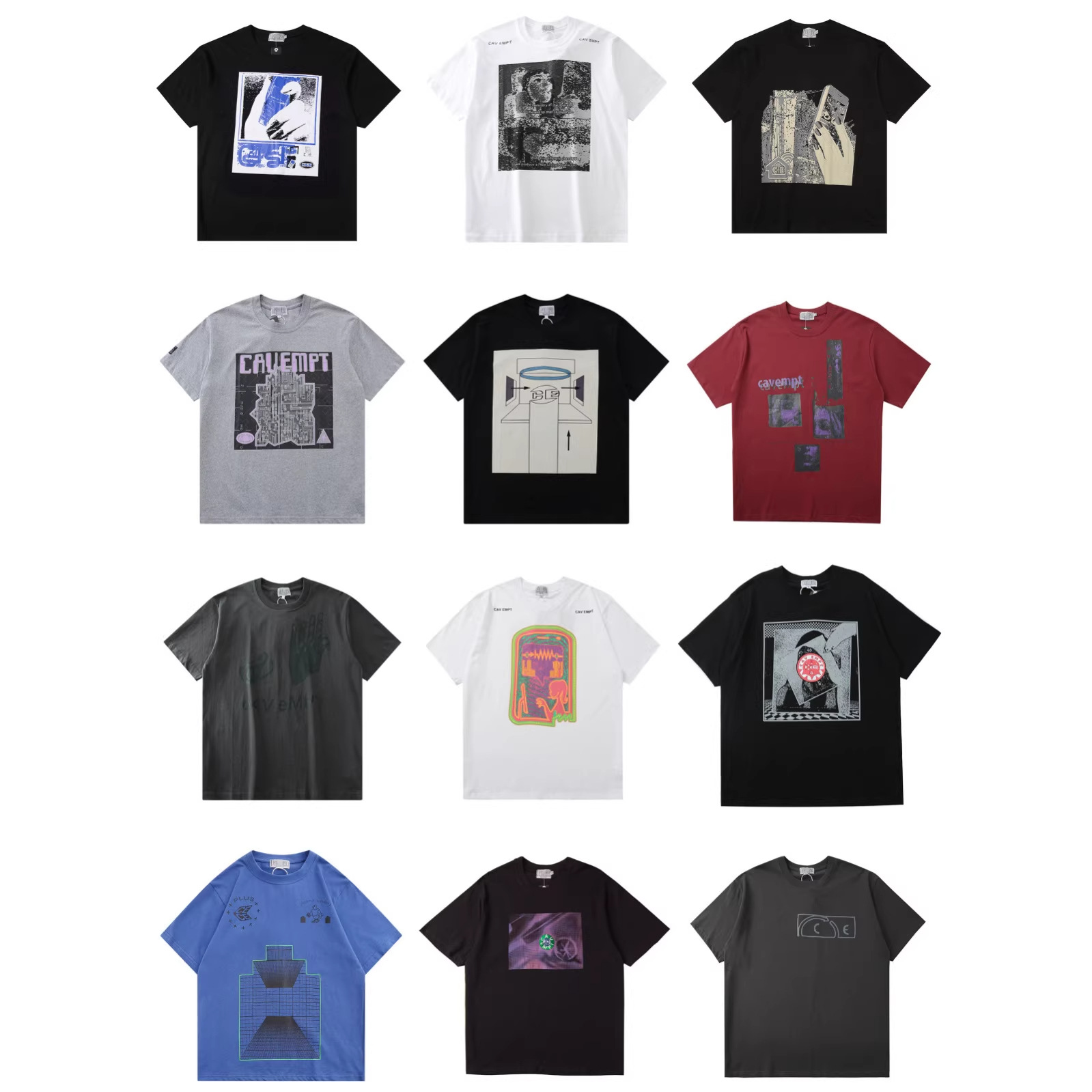 In-Stock Foreign Trade Cavempt Japanese Fashion Brand Ce Round Neck Short-Sleeve Embroidered Printed Loose Casual T-Shirt