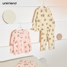 unifriend儿童睡衣宝宝家居服套装男童睡袍女孩睡裙秋冬保暖童装