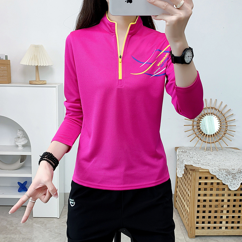 Camiseta de secado rápido al aire libre de mujeres deportivas correr acampando cuello de manga larga T transpirable de verano hombre de manga corta prendas de secado rápido comercio exterior