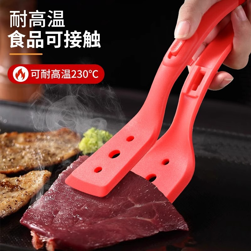 二合一煎铲夹子硅胶多功能牛排夹煎鱼夹不锈钢煎蛋烙饼铲食品夹|undefined