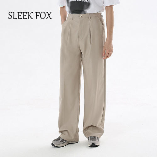 Autumn and winter style, non-iron, anti-wrinkle, drag-feeling straight trousers, all-matching loose design, Korean casual pants