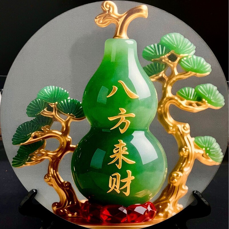 八方来财财好玉石寓意相框招财摆件家用旺宅转运桌面摆台居家玄GG|undefined