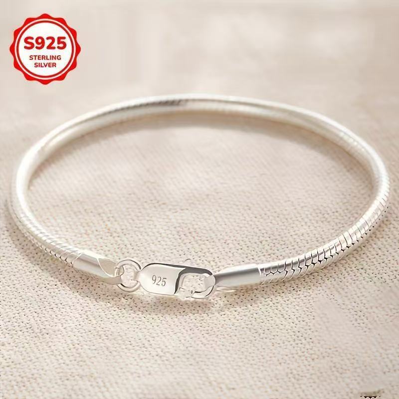 Temu Snake Bone Bracelet S925 Silver-Plated Cross-Border E-Commerce Popular Stylish Accessible Luxury Exquisite Versatile Couple Bracelet for Men and Women