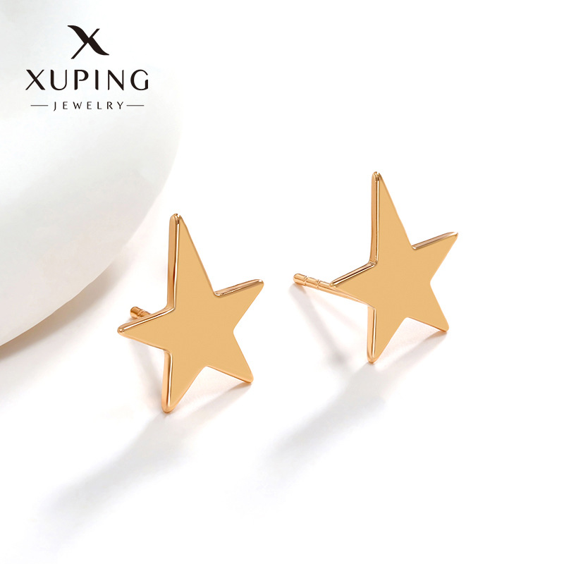 Pendientes de aleación simples y únicos de Xuping Jewelry para mujer, pendientes de estrella elegantes y de alta gama, joyería al por mayor.