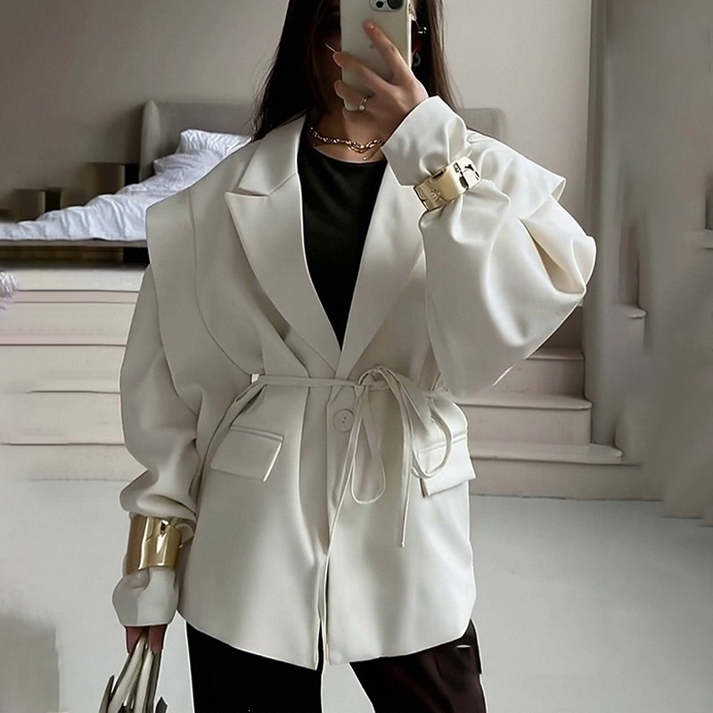 2026 nuevo verano de ropa de mujer Europa y América comercio exterior ropa de mujer elegante viaje de color sólido lazos trajes de cuello chaqueta de verano