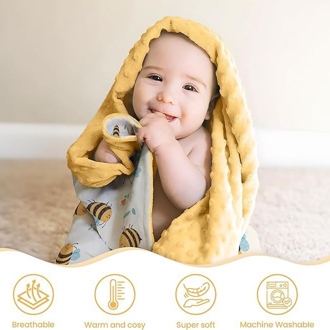 Manta de frijoles de lana de coral de Amazon, edredón para bebé, suave y agradable para la piel, ligero y transpirable, manta para hombres y mujeres, venta al por mayor