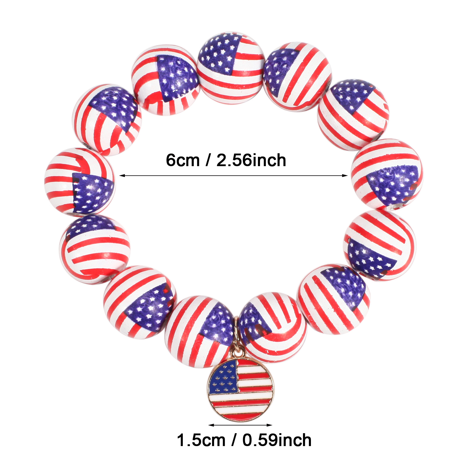 Wholesale Jewelry Retro American Flag Wood Beaded Bracelets display picture 2