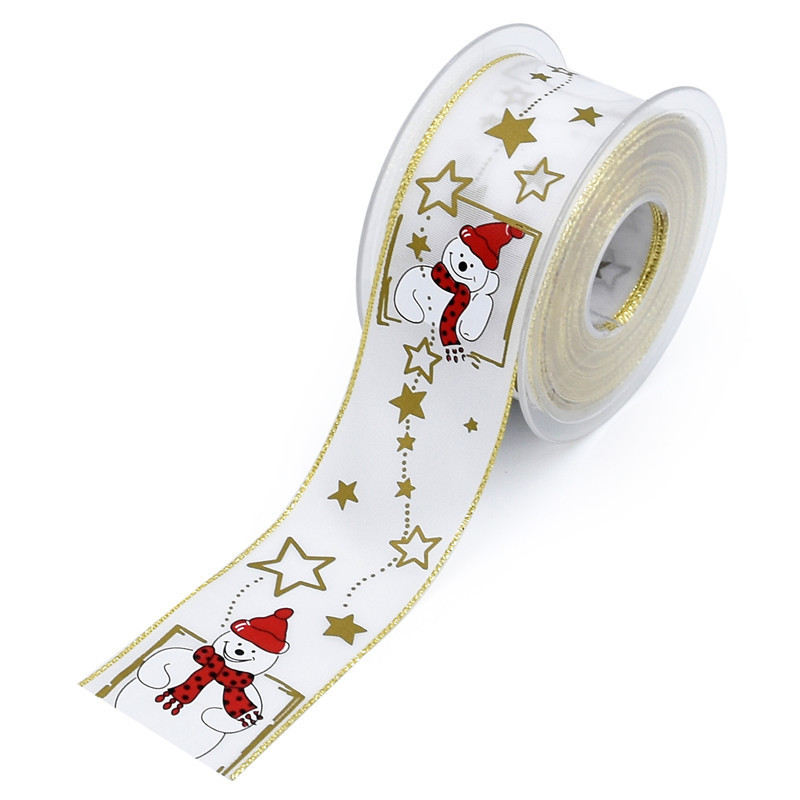 Transfronterizo Amazon hilo teñido jacquard 4cm cinta Navidad Santa Claus copo de nieve cinta de alambre de hierro borde 10 m rollo pequeño