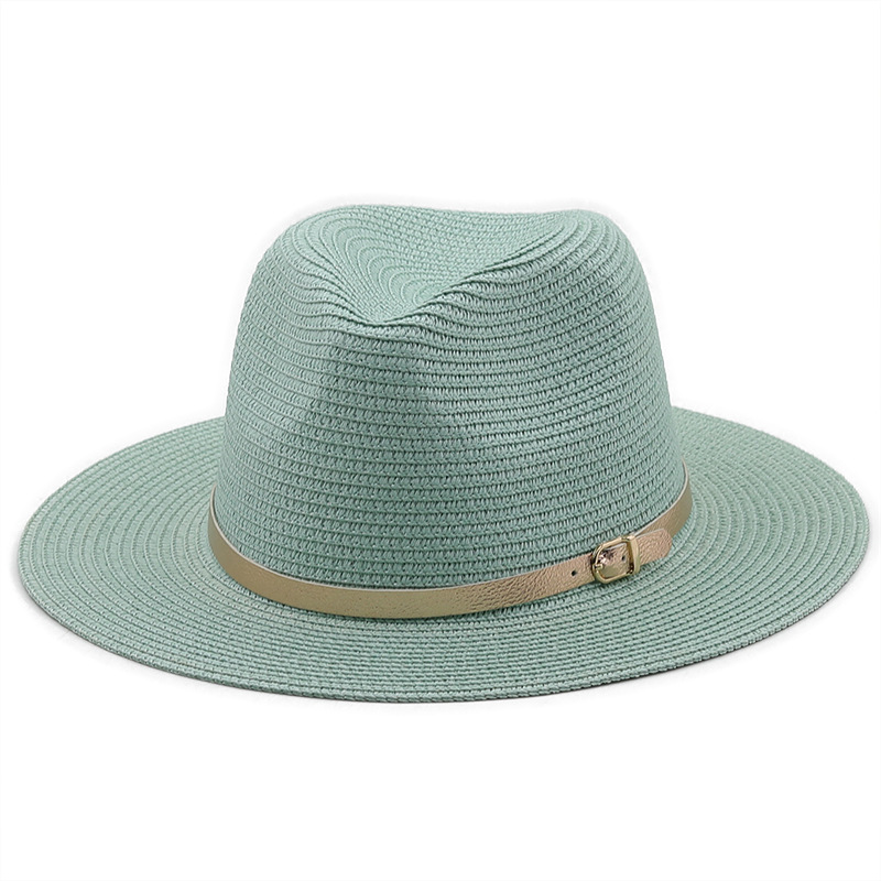 Gold Belt Decorative Straw Beach Men And Women Seaside Outdoor Sun Protection Hat display picture 2