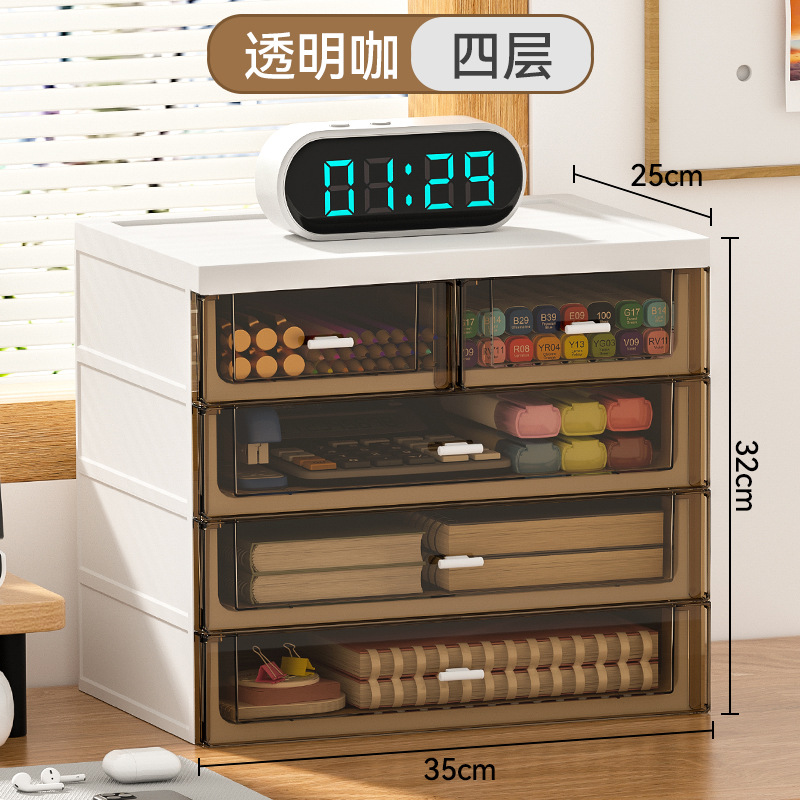 Caja de almacenamiento transparente de escritorio de estilo cajón Escritorio de oficina multifunción organizador artefacto papelería gabinete de almacenamiento de artículos diversos
