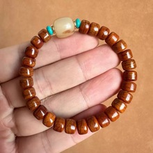 藏式牛骨手串西藏民族风牦牛骨朱砂桶珠做旧骨质文玩手串批发