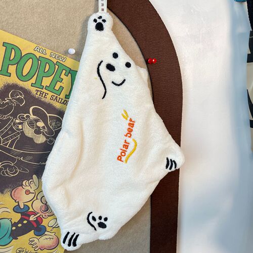 Cute polar bear hand towel bear coral velvet kitchen hanging quick-drying absorbent rag skin-friendly towel BH080