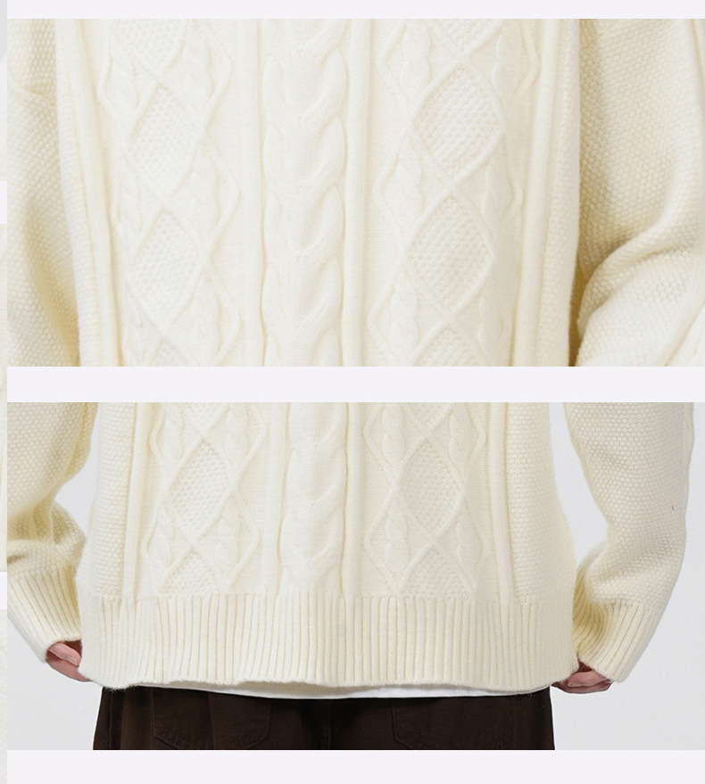 Zachte oversized gebreide herentrui - losse pasvorm, ronde hals, vintage badgedetail, ademend en machinewasbaar_voghion.com