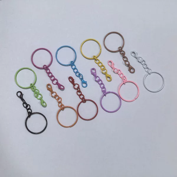 25 Colorful Painted Key Rings with Chain Lobster Clasp Key Rings DIY Handmade Accessories Doll Keychain