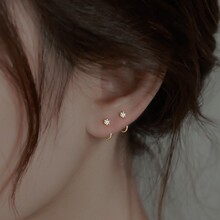 精致小巧锆石耳钉女式时尚轻奢气质高级感耳环独特耳骨钉韩系耳饰