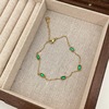 Universal square green zirconium, pendant, fashionable necklace stainless steel, accessory, simple and elegant design