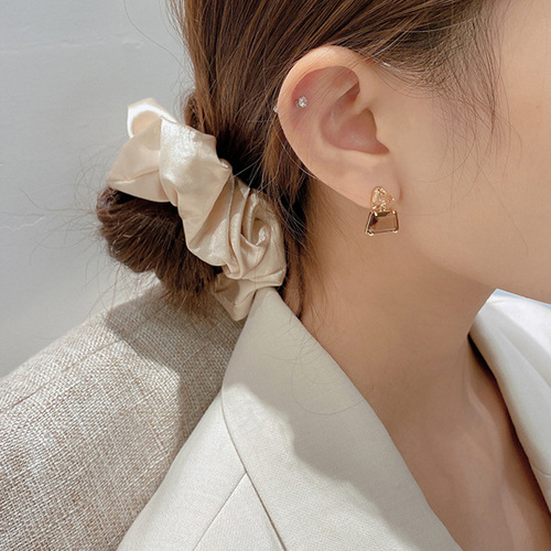 S925 silver needle Korean style exquisite earrings, simple and compact brown crystal earrings, high-end fashion accessories