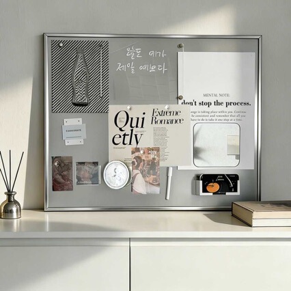 Stainless Steel Magnetic Board Aluminum Alloy Photo Frame Decorative Painting Modern Minimalist Photo Wall Sticker Bedroom Living Room Refrigerator Sticker Collection