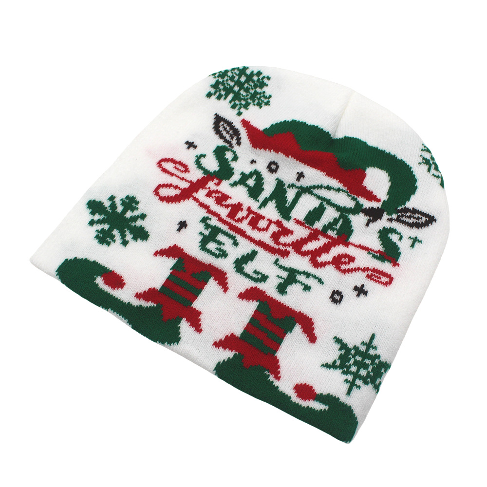 Nuovo Natale per la decorazione autunnale e invernale, caldo cappello lavorato a maglia, cappello di lana con renna di Babbo Natale_voghion.com