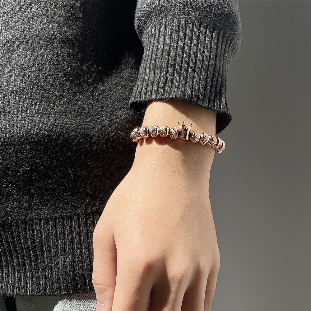 retro copper crown beaded bracelet woven adjustable bracelet wholesale