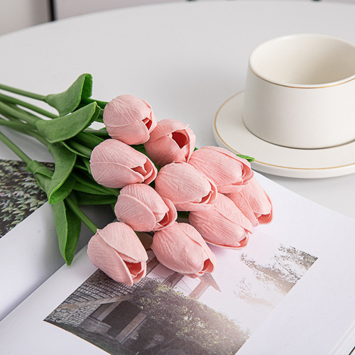 Simulation mini pu tulips fake flowers home table decoration flower arrangement artificial plastic flowers cross-border foreign trade flowers