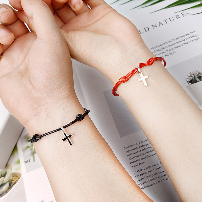 Alloy Cross Wax Rope Simple Couple Bracelet A Pair Jewelry Wholesale Nihaojewelry display picture 1