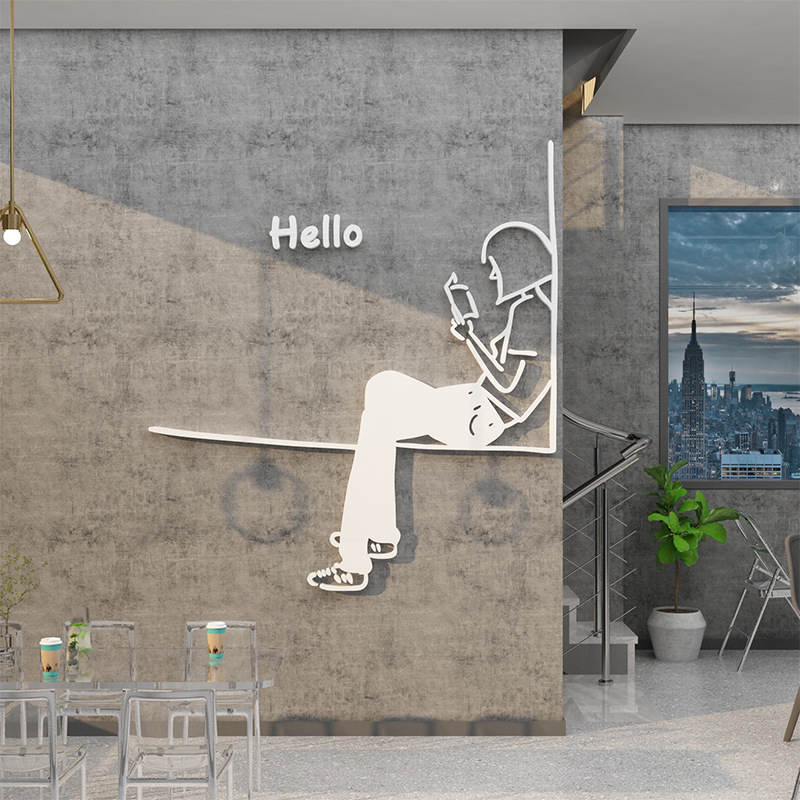 奶茶店墙壁面装饰摆件网红打卡背景拍照区布置咖啡厅馆氛围蛋糕画