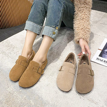 勃肯鞋女2023新款秋冬孕妇鞋子一脚蹬女鞋加绒豆豆软底博肯鞋全包