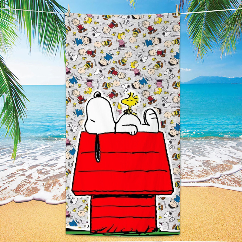 New Snoopy Cross-Border Microfiber Digital Printed Beach Towel Cartoon Seaside Towel Bathroom Absorbent Bath Towel