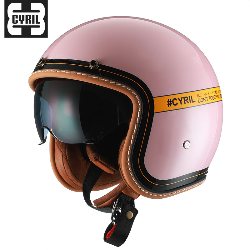 CYRIL casco retro Siro mujer tres cuartos hombre crucero americano verano motocicleta motocicleta medio casco 206