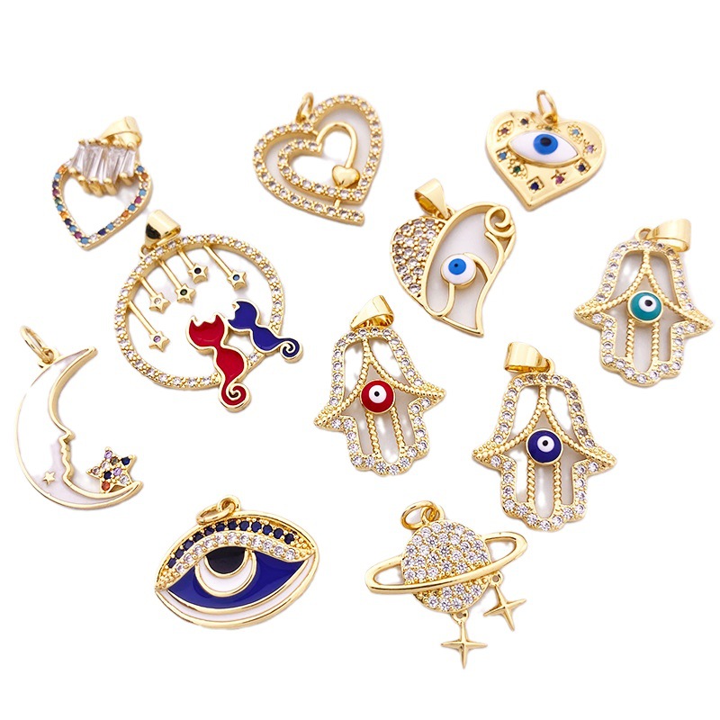 Joyería transfronteriza accesorios circón ojo l diablo palma amor estrella solo colgante diy collar pulsera