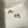 Retro advanced earrings from pearl, small design silver needle, French retro style, high-quality style, 2023