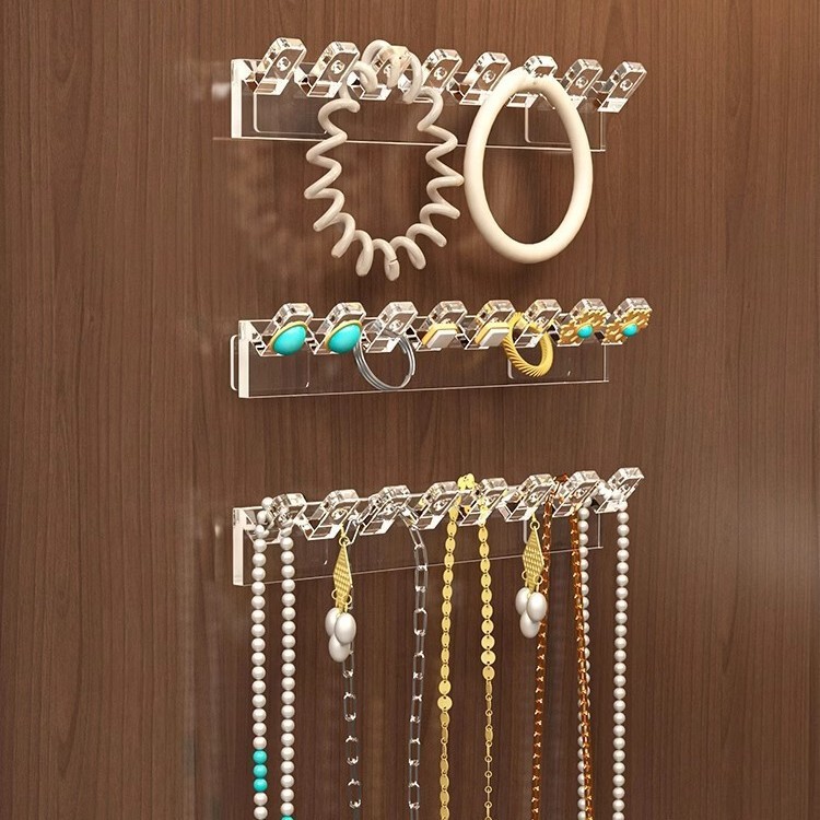 Necklace Storage Hanger, Small Hook Behind Mirror Cabinet Door, Mini Earring Bracelet Bathroom Wall-Mounted Jewelry Display Rack