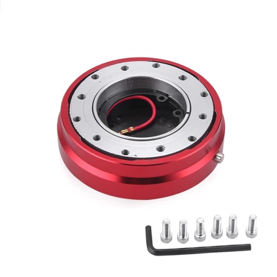 Cross-border car thin modified steering wheel quick release device racing steering wheel quick release with button lock (Steering wheel) - red